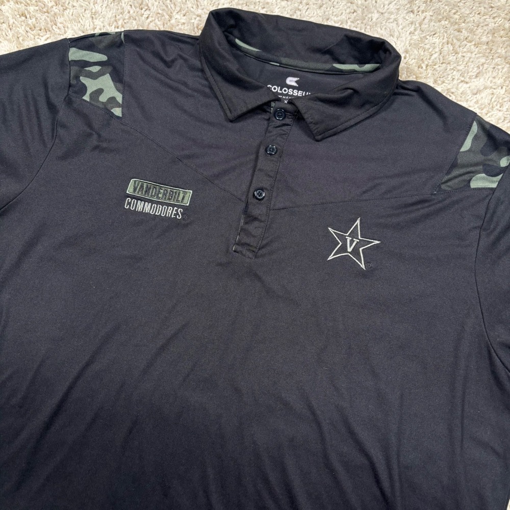 Colosseum Vanderbilt Commodores Polo Mens XL Black OHT Military Camo Accent